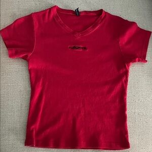 Rutgers vintage Red V-Neck Tee Short Sleeve Top
